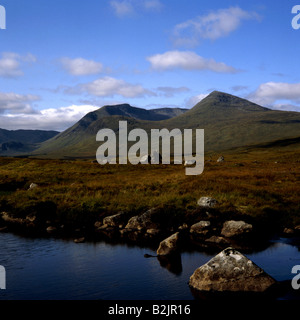 Der schwarze Berg und Meall ein "Bhuiridh von Rannoch Moor, Argyll, Schottland Stockfoto