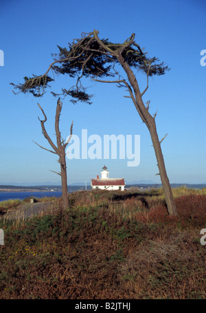 Punkt-Wilson Licht Leuchtturm Admiralty Inlet Puget Sound Fort Worden State Park Port Townsend Washington USA Stockfoto