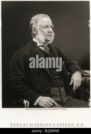 Gorden-Lennox, Charles Henry, Herzog von Richmond, 27.2.1818 - 27.9.1903, britischer Politiker, halbe Länge, Stahlstich von G. J. Stodart, von einem Foto von W. N. Malby, London, England, 19. Jahrhundert, Artist's Urheberrecht nicht gelöscht werden Stockfoto