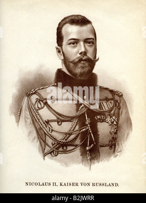 Nikolaus II., 6.5.1918 - 16.7.1918, Kaiser von Russland 21.10.1894 - 2.3.1917, Porträt, lithograph, von Joseph Eberle, Wien, Österreich, 19. Jahrhundert, Stockfoto