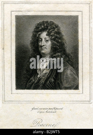 Racine, Jean Baptiste, 22.12.1639 - 21.04.1699, französischer Autor/Schriftsteller, Porträt, Stahlgravur, von Hopwood, Frankreich, 19. Jahrhundert, Stockfoto