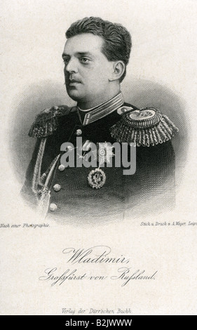 Wladimir Alexandrowitsch, 22.4.1847 - 17.2.1909., Großherzog von Russland, Porträt, Stahlstich, Leipzig, Deutschland, Ende des 19. Jahrhunderts, Artist's Urheberrecht nicht gelöscht werden Stockfoto