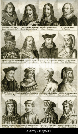 Kollektive Papier, Portraits, Gesandte, Diplomaten, Juristen, die militärischen Befehlshaber, Kupferstich, 17. Jahrhundert, Artist's Urheberrecht nicht gelöscht werden Stockfoto