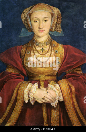 Anna von Kleve, 22.9.1515 - 16.7.1557, Königin von England 6.1.1540 - 9.7.1540, halbe Länge, Gemälde von Hans Holbein dem Jüngeren, 1539, Louvre, Paris,, Artist's Urheberrecht nicht geklärt zu werden. Stockfoto