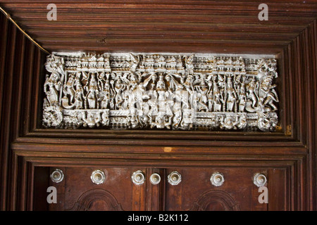 Architektonische Details auf einem Herrenhaus in Südindien Chettinad Stockfoto