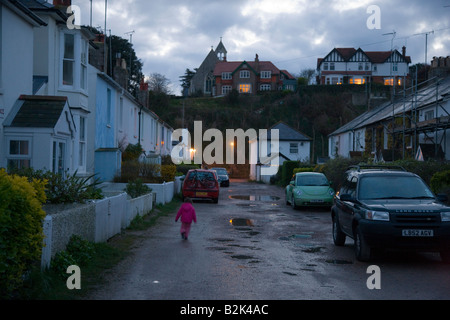 Straße der Ferienhäuser in Kingsdown nahe Deal in Kent Stockfoto