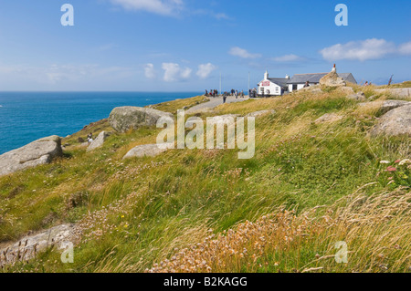 Das erste und letzte Erfrischung Haus in England bei Lands End Cornwall England UK GB EU Europa Stockfoto