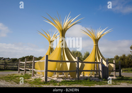 Drei großen Dünengebieten Grass Skulpturen Newborough Warren National Nature Reserve. Newborough Isle of Anglesey North Wales UK Stockfoto