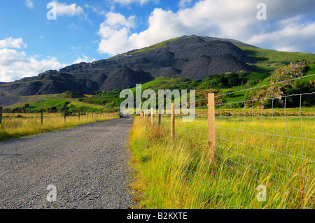 Ackerland in Llanberis in Gwynedd North Walesat Nordende von Llanberis Pass und der Snowdon Mountain range Stockfoto