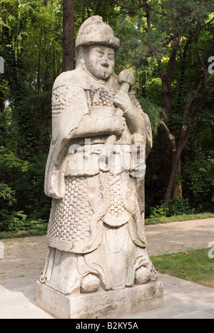 China, Nanjing, General Statue am Grab von Hong Wu Ming Xiaoling, Purple Mountain, Zijin Shan Stockfoto