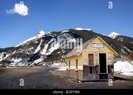 Stillgelegten Eisenbahn Gebäude in Silverton Colorado USA Stockfoto