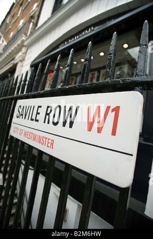 SAVILLE ROW STRAßENSCHILD MAYFAIR LONDON ENGLAND UK Stockfoto