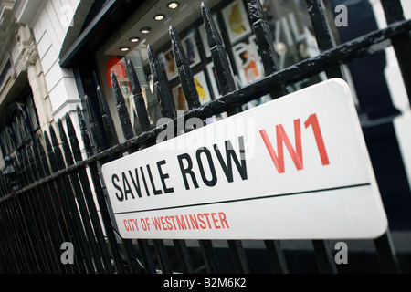 SAVILLE ROW STRAßENSCHILD MAYFAIR LONDON ENGLAND UK Stockfoto