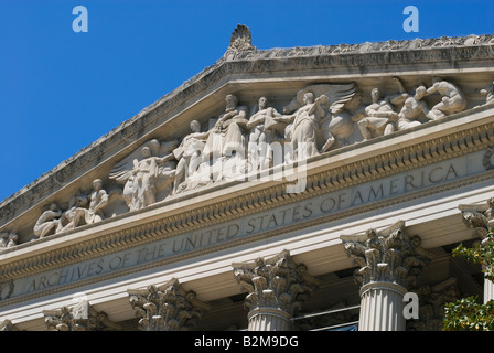 Giebel im National Archive Archiv der Vereinigten Staaten von Amerika Stockfoto