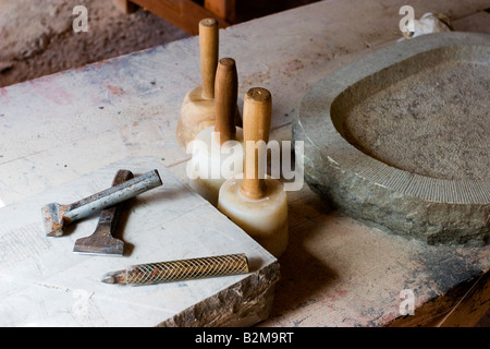 Arbeitswerkzeug für ein Steinmetz Stockfoto