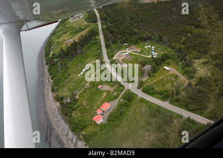 Flug sehen in einem kleinen Flugzeug-Flugzeug über der Küste von Cook Inlet in der Nähe von Homer, Alaska, Vereinigte Staaten von Amerika Stockfoto