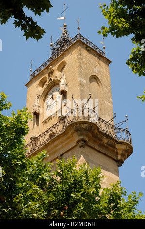 Uhrturm des Hotel de Ville in Aix en Provence, Frankreich Stockfoto