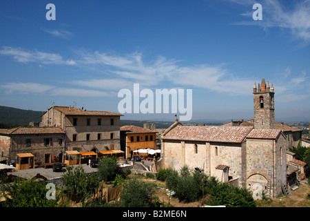 Blick über die Stadt aus der Stadt Wände Monteriggioni Toskana Italien Europa Stockfoto