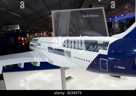 Economy Class Airbus A380 mock-up Farnborough Air Show 2008 Stockfoto