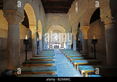 Innere des westgotischen Basilika de San Juan Bautista die älteste Kirche in ganz Spanien Banos de Cerrato Stockfoto