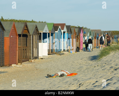 Strand Hütten West Wittering West Sussex UK Stockfoto