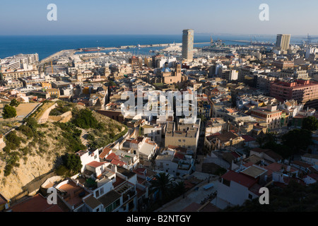 Costa Blanca Spanien Alicante Stadtansicht von Santa Bàrbara Burg Stockfoto