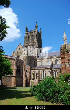 Kathedrale von Worcester College Green, Worcester, Worcestershire, England, Vereinigtes Königreich Stockfoto