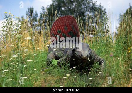 Dimetrodon, ergriff ein Säugetier wie Reptil der Permian Periode, Leben Modell Stockfoto