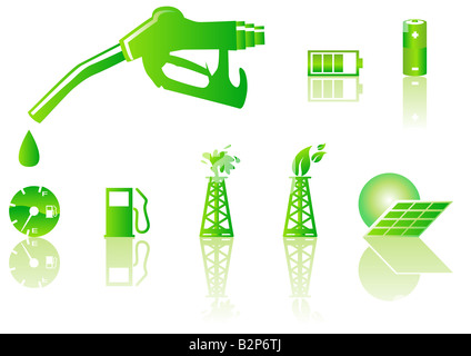 Abstraktes Vektor-Illustration der grünen Energie-Symbole Stockfoto