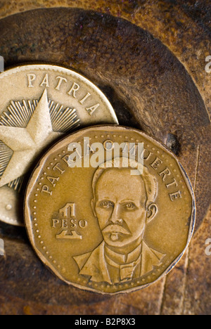 Der Kopf von Jose Marti auf der nationalen eine kubanische Peso (CUP). Havanna. Kuba Stockfoto