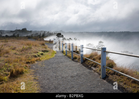 Die dampfenden Bluff am Rande des Kilauea Caldera Hawaii Volcanoes National Park Big Island Hawaii USA Stockfoto