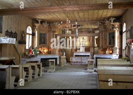 Polen Tatra-Zakopane innen alte hölzerne Bau Pfarrkirche St. Clemens 1847 Stockfoto