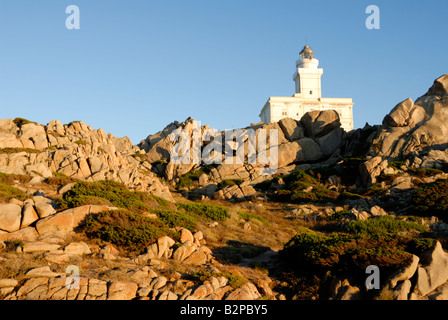 Capo Testa Leuchtturm auf Sardinien Stockfoto