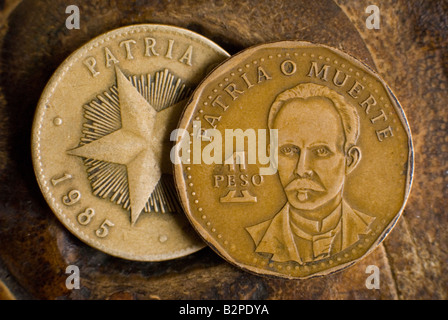 Der Kopf von Jose Marti auf der nationalen eine kubanische Peso (CUP). Havanna. Kuba Stockfoto