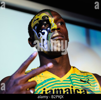 Jamaikas 100m-Weltrekordler Usain Bolt in Peking, China. 5. August 2008 Stockfoto