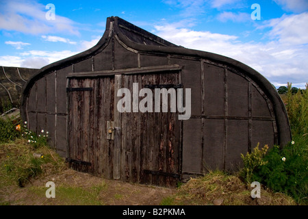 Altes Boot Schuppen Lindisfarne Stockfoto