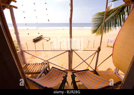 Ansicht von Agonda Beach vom Strand Hütte, Süd-Goa, Indien, Asien Stockfoto