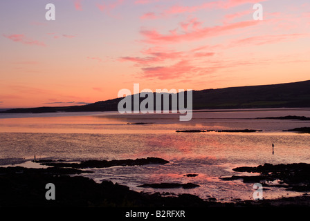 Sunset Over Wigtown Bay irischen See in Richtung der Machars von Carrick Dumfries and Galloway, Schottland, Vereinigtes Königreich Großbritannien Stockfoto