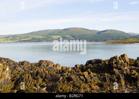 Am frühen Morgen Sonnenschein über Wigtown Bay in Richtung der Machars von Carrick Dumfries und Galloway Schottland Vereinigtes Königreich UK Stockfoto