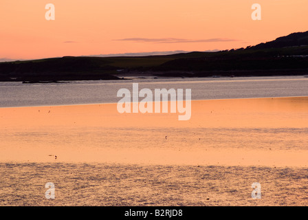 Sunset Over Wigtown Bay irischen See in Richtung der Machars von Carrick Dumfries and Galloway, Schottland, Vereinigtes Königreich Großbritannien Stockfoto