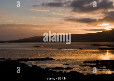 Sunset Over Wigtown Bay irischen See in Richtung der Machars von Carrick Dumfries and Galloway, Schottland, Vereinigtes Königreich Großbritannien Stockfoto