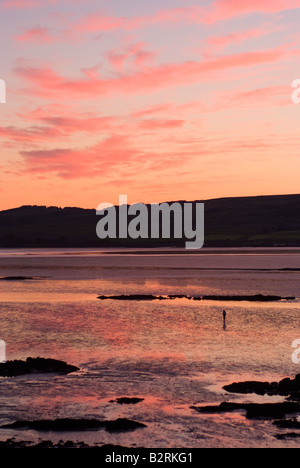 Sunset Over Wigtown Bay irischen See in Richtung der Machars von Carrick Dumfries and Galloway, Schottland, Vereinigtes Königreich Großbritannien Stockfoto