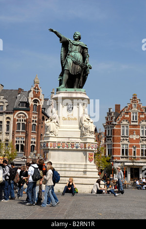 Statue von Jacob Van Artevelde in Altstadt aussehenden Gent, Belgien Stockfoto