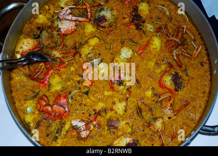 Frisch zubereitete Paella, Asturien, Spanien Stockfoto