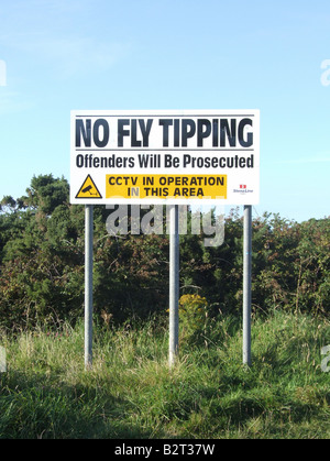 kein Flug Kipp-Warnhinweis auf privaten Grundstücken Stockfoto