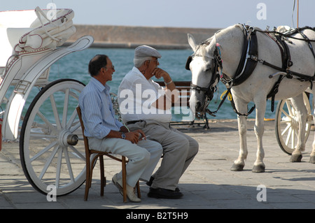 Pferd und Kutsche, Chania, Kreta Stockfoto