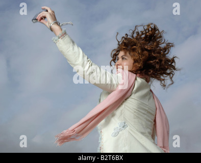 Frau, Selbstportrait mit Kamera Stockfoto