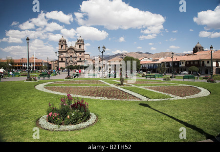 Compania Jesuiten-Kirche auf der Plaza de Armas in der Stadt Cusco, Peru. Stockfoto