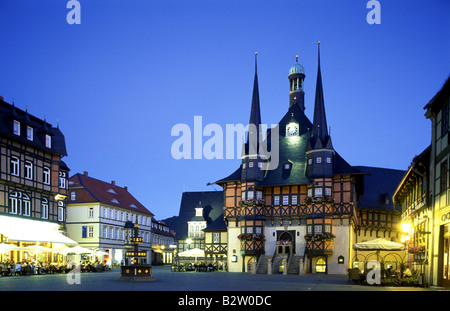 Rathaus, Marktplatz, Wernigerode, Harz Mountains, Sachsen-Anhalt, Deutschland Stockfoto