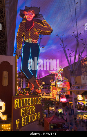 Die berühmten Vegas Vic Neon cowboy Stockfoto